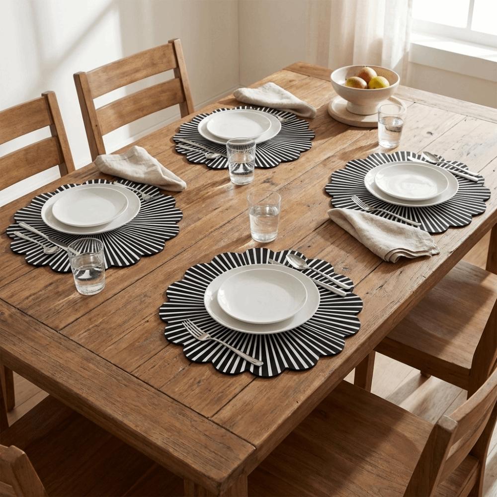 4PCS Anti-scald Geometric Placemats Heat Insulation Round Dining Mat Linen Table Mat  Home Decor