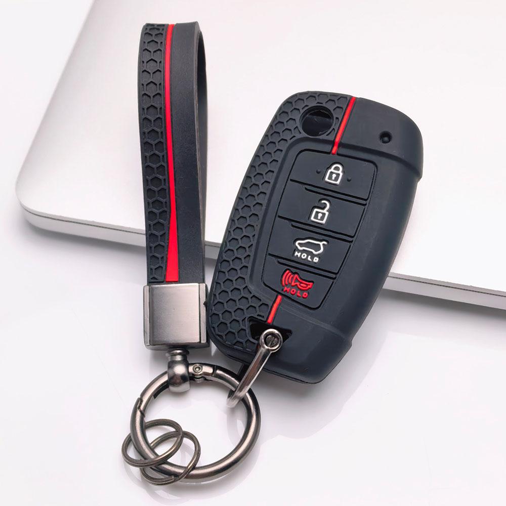Silicone Car Key Fob Cover Compatible with Kia Optima Sorento Sportage Forte Soul Rio for Hyundai, Fits Hyundai Sorento Sportage Rio Elantra Tucson