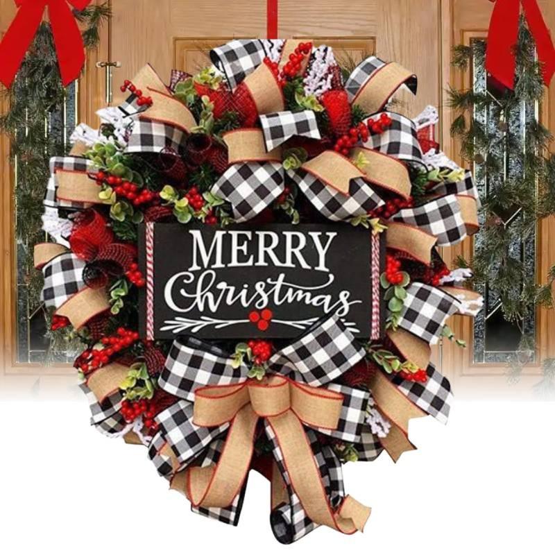 Merry Wreath Christmas Door Hanging Red Fruit Garland Simulation Ornament Xmas