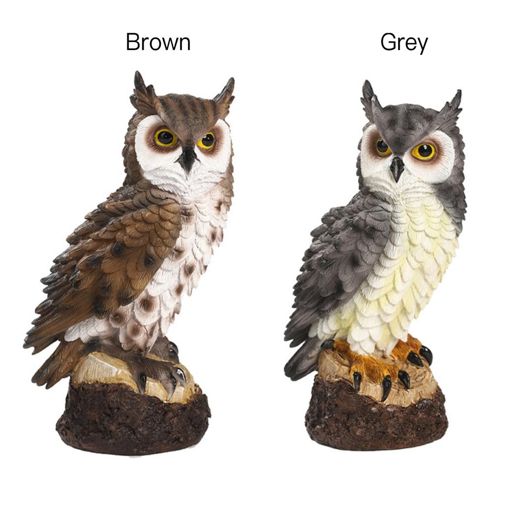 Owl Ornament Exquisite Owl Figurine for Outdoor Courtyard Garden Indoor Home Decoration Gray