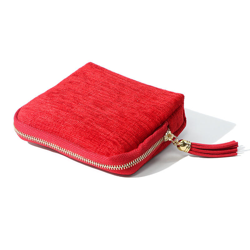 

Портативная многослойная сумка для хранения украшений с кисточками, дорожная, для браслетов из нефрита, большая вместимость, на молнии, органайзер для упаковки ювелирных изделий красный