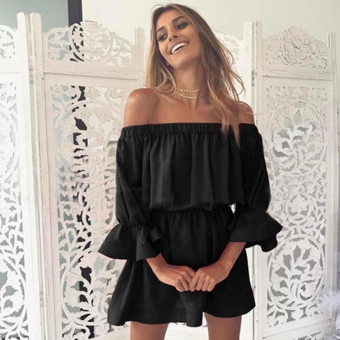 black off the shoulder beach dress