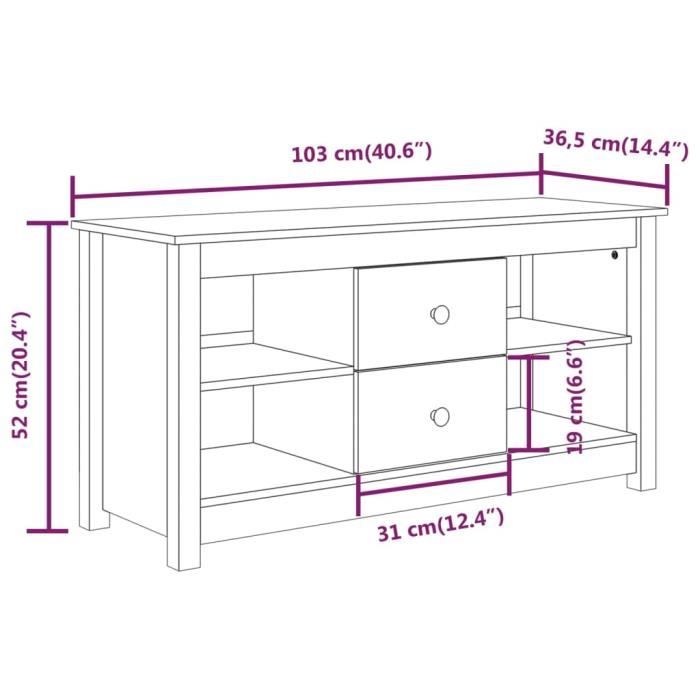 VidaXL Meuble TV Marron miel 103x36,5x52 cm Bois de pin massif 814572
