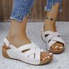 Plus Size New Summer Wedge Sandals Platform Buckle Fish Mouth Sandals Solid Color Wedge Sandals