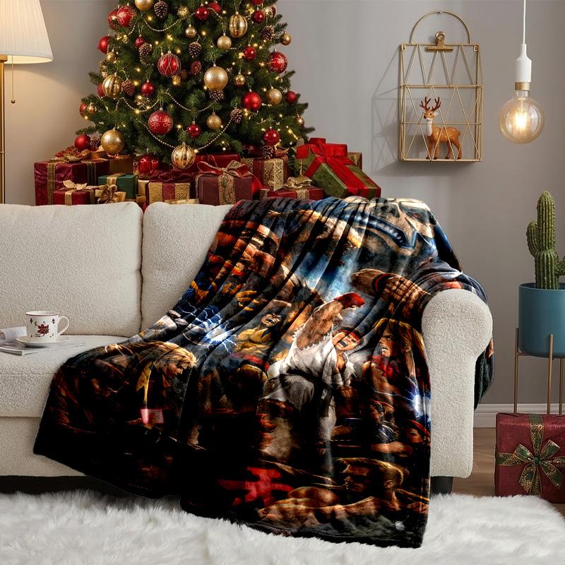 Game Fighter In Action Blanket Lightweight Ideal Bedding Blanket Perfect for Travel, Camping, Living Rooms, Offices, Sofas, Fan Christmas gift