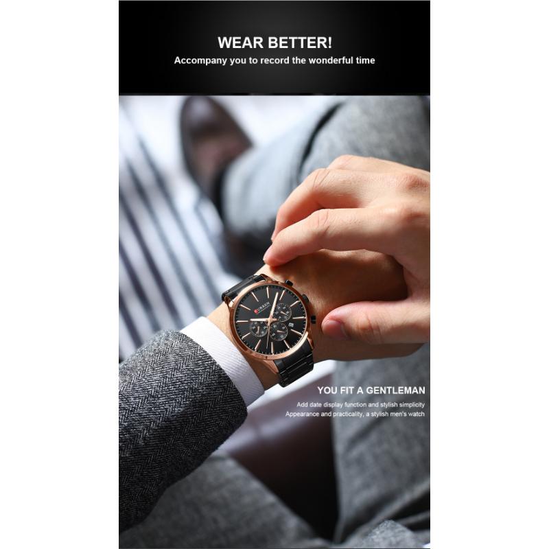 CURREN Neue Top-Herrenuhr mit Stahlgürtel, sechs Nadeln, Chronograph, Quarzuhr, Kalender, 24-Stunden-Anzeige