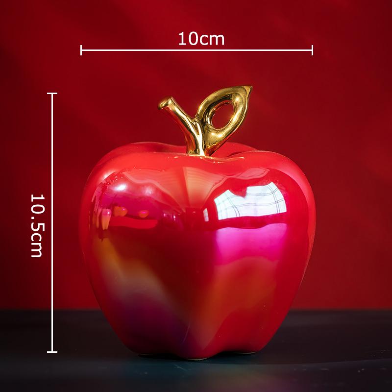 Shining Ceramic Apple Artworks Golden-plated Fruits Statue Desk Decoration Ornaments Crafts Apple Sculpture Room Aesthetic Decor