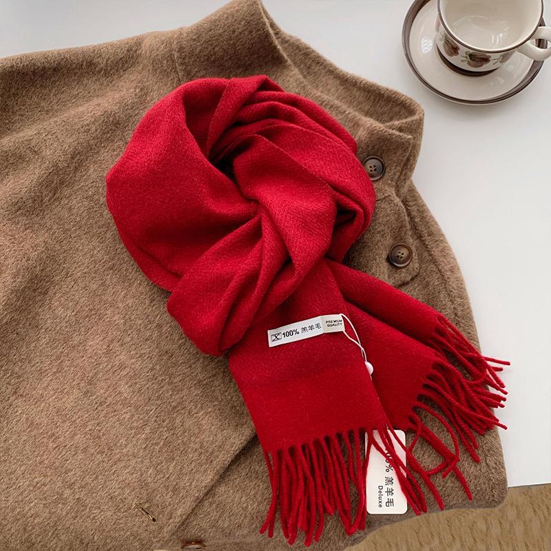Maillard Color Scarf Women'S Wool100% Pure Wool Autumn And Winter Scarf Couple Simple Warm And Thickened
