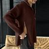 Damen Casual Farb-Rollkragenpullover mit seitlichem Reißverschluss