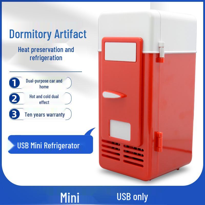 

Портативный USB Мини-холодильник для горячего и холодного для рабочего стола красный
