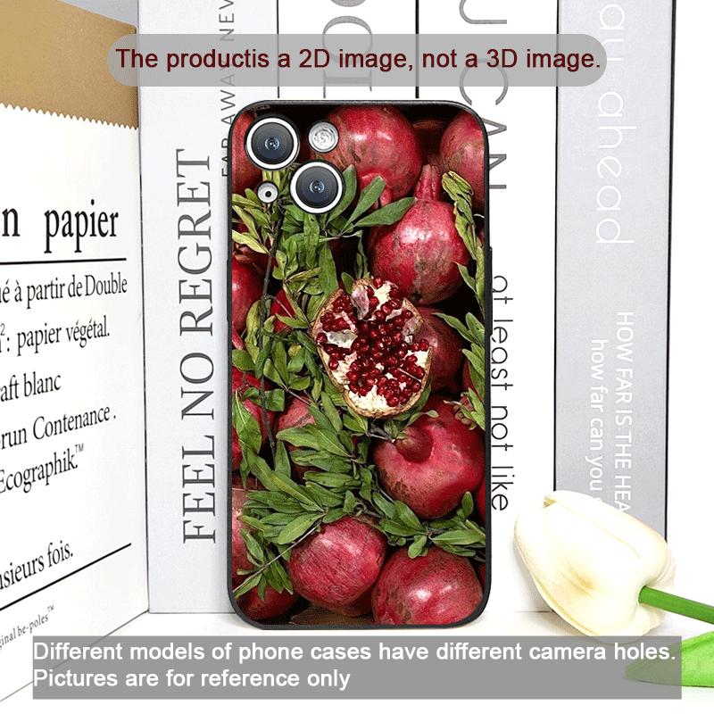 Luxurious Pomegranate Flower Pattern Phone Case for IPhone 17 16 12 11 14 13 15 Pro Max Mini X XS 7 8 14 Plus Soft Cover Fundas