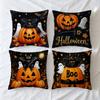 Halloween Ghost Pumpkin Pillow Covers Set of 4 Polyester Throw Cushion Cases for Sofa Couch Bed Indoor Outdoor Spooky Home Decor