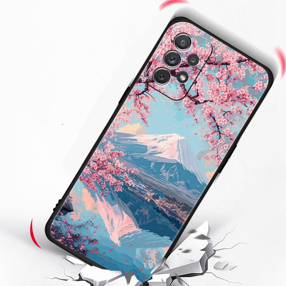 Japan Mount Fuji Painting Cherry blossom Phone Case For Samsung A17 A07 A55 A35 A25 A15 A05 A33 A21s A41 A73 A53 A51 A71 Cover