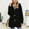 Manteau Long Décontracté en Polaire pour Femme Veste à Capuche Sherpa Oversize avec Poches Bouton Duvet Vêtement d'Extérieur Moelleux
