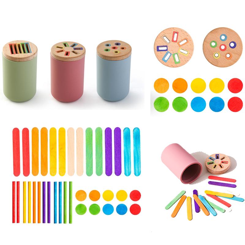 Baby Montessori Toys Rainbow Color Sorting Fine Motor Toy Shape Matching Sensory Toys Early Educational Puzzle Toys For Toddlers