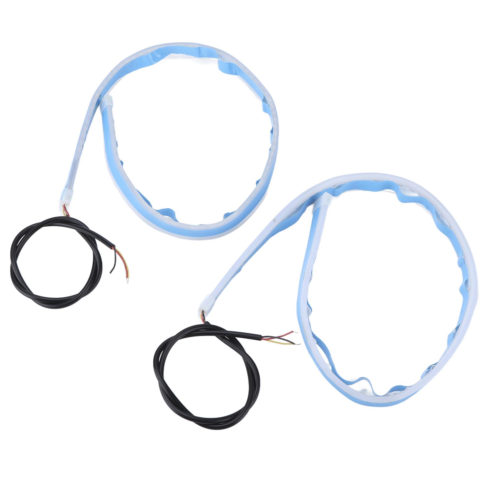 2pcs 60cm DRL LED Light Strip Flexible Turn Signal Lights Headlight Strip Dual Color White Amber 12V for Cars