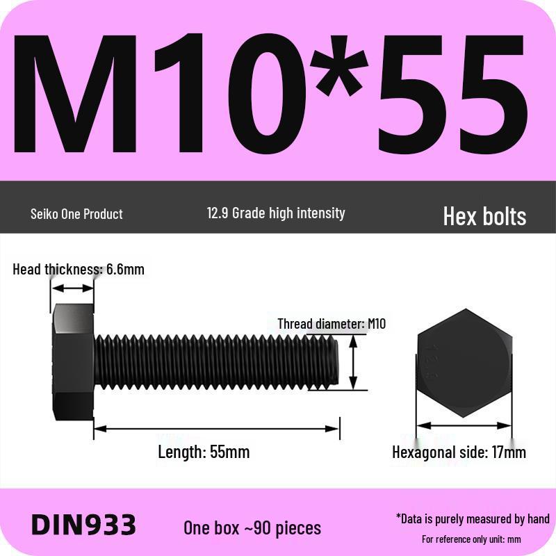 High Strength Class 12.9 Hex Bolt Set: M4-M16 Sizes