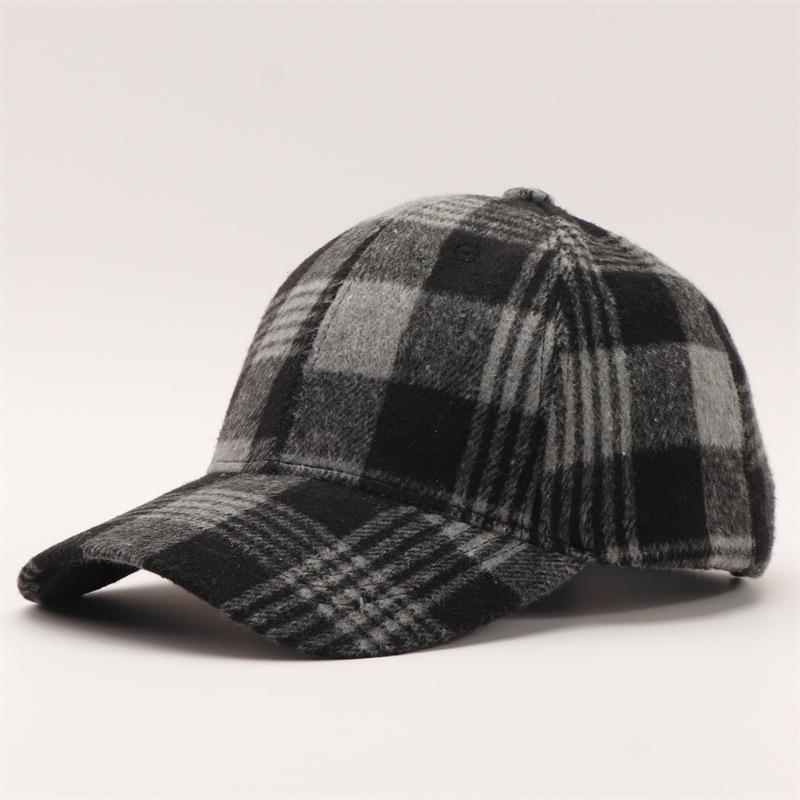 Swing and winter bird grid series baseball cap European and American classic woolen grid wide-brimmed peaked cap