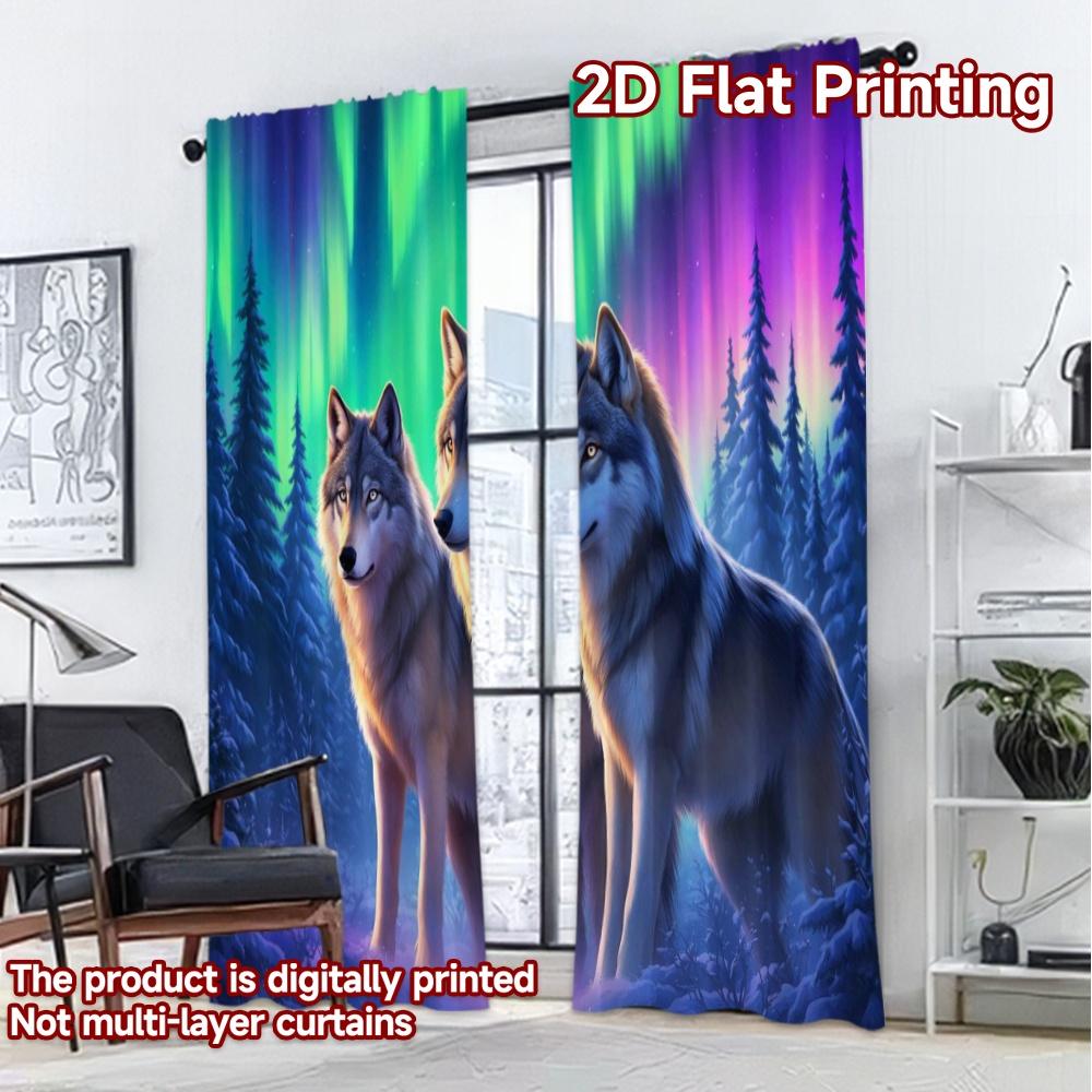 2D FLAT PRINTING 2pcs Curtains (Without Rod) Wolves Under Northern Popular Curtains Digital Printed Durable Polyester Curtains