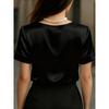 2026 New Women's V-neck Ruched Short Sleeve Elegant Fashion T-shirt Blouse, Casual Daily Top for Women European American Style
