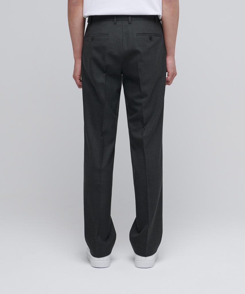 MUSINSA STANDARD Wool Semi-Wide Hidden Elastic Waist Slacks [Charcoal Gray]