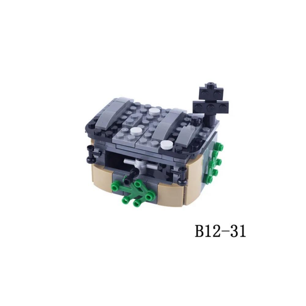 WWII Building Blocks Military Weapons Police Soldier Figure Accessories Model Brick Gun Cannon Launcher Bunker Outpost Toy X017
