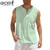 QICED Cotton Sleeveless T-shirt Men's Fashion Loose Shirt Printed Compassionate Shirt