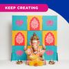 Fevicryl Festive Backdrop DIY Decor Kit 2ft X 2ft MDF Board Acrylic Colours Stencils for Home Festive Decoration