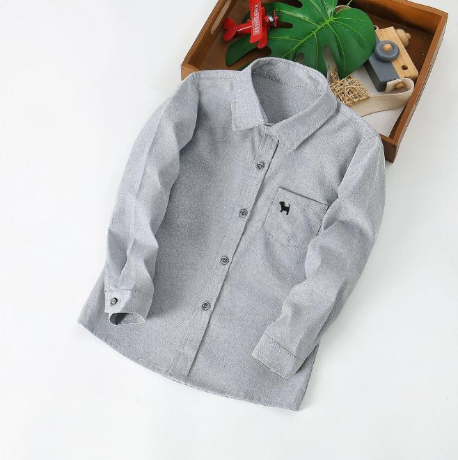 Roztomilá výšivka štěněte bílá košile dětská bílá košile vystoupení oblečení střední děti bílá košile jaro podzim košile s dlouhým rukávem