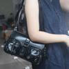 Gothic PU Crossbody Bag Y2K Underarm Shoulder Bag Punk Leather Handbag  Women