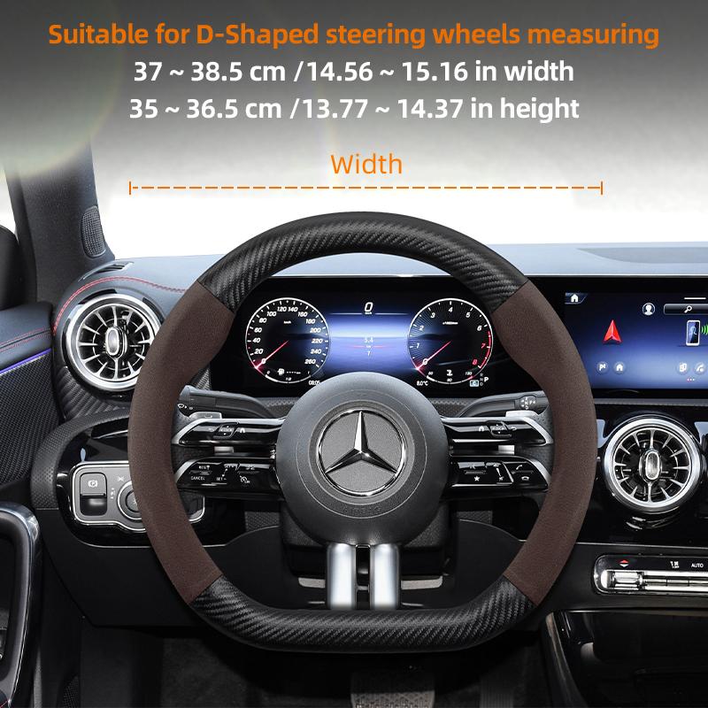 Suitable for Mercedes-Benz Suede Matte Carbon Fiber Texture Steering Wheel Cover Suitable for E Class S C a Glc Suv Eqc Gle Gla Eqe Amg Eq E63 Maybach