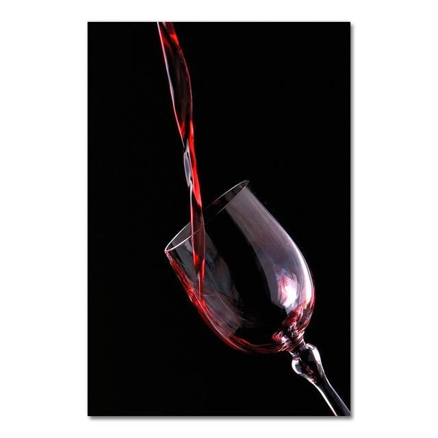 Red Wine Glass Oil Painting Prints Poster Modern Canvas Art Bar Restaurant Kitchen Wall Decoration Dinning Living Room Decor No Frame