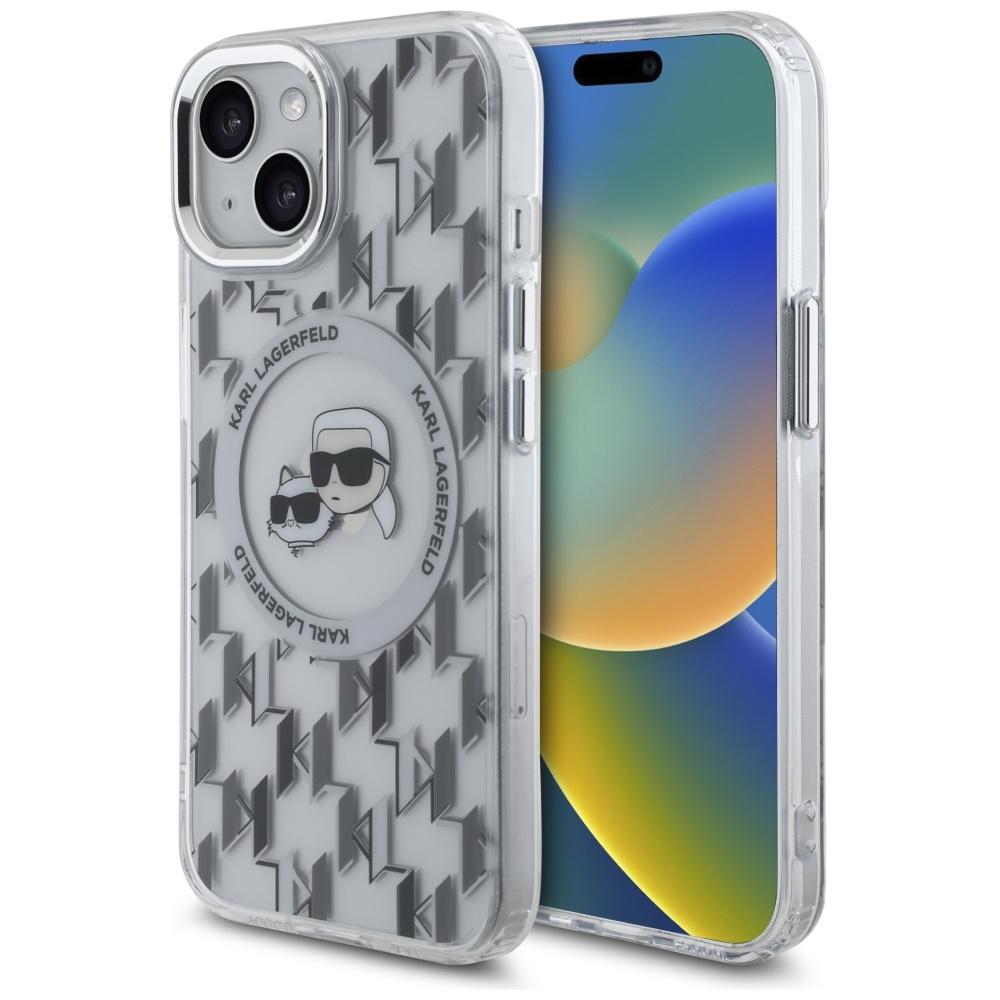 Karl Lagerfeld KLHMP15SHMCKMHT iPhone 15 6.1" Clear/Transparent IML Monogram Karl&Choupette Head MagSafe