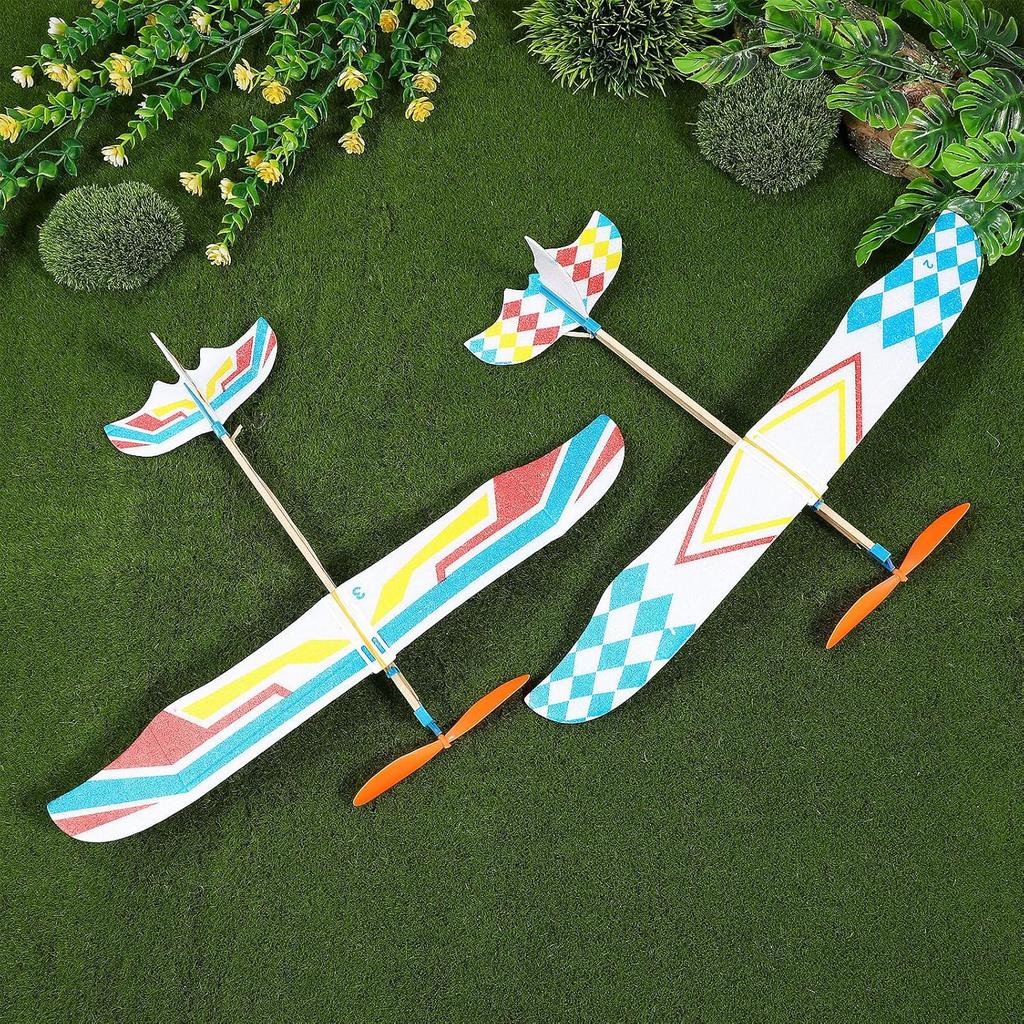 TOYANDONA 5Pcs Rubber Band Powered Aircraft Airplane Model Creative Helicopter for Kids Throwing Glider Airplane Toy for Birthday Party Favor Prize