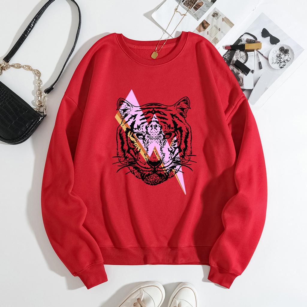Fashion Printing Loose Long Sleeves Simple Round Neck Casual Tops Women’s