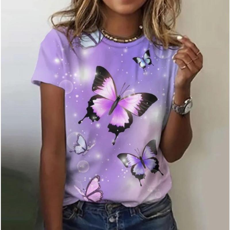 Summer Women's Printed Round Neck Loose Casual Short Sleeved Top T-Shirts Women’s