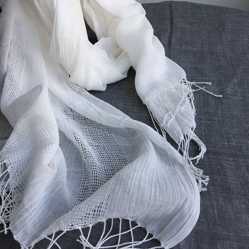 Pure White Cotton Hollow Scarf Plant Dyeing Blue Dyeing Tie Dyeing Hand Dyeing Special White Scarf Teaching White Embryo Cloth