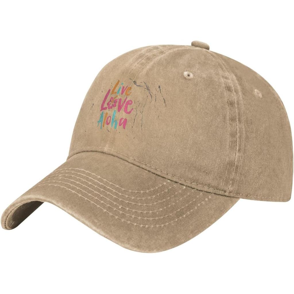 Live Love Aloha Washed Baseball Cap Cotton Casual Adjustable Sports Golf Dad Hat Unisex
