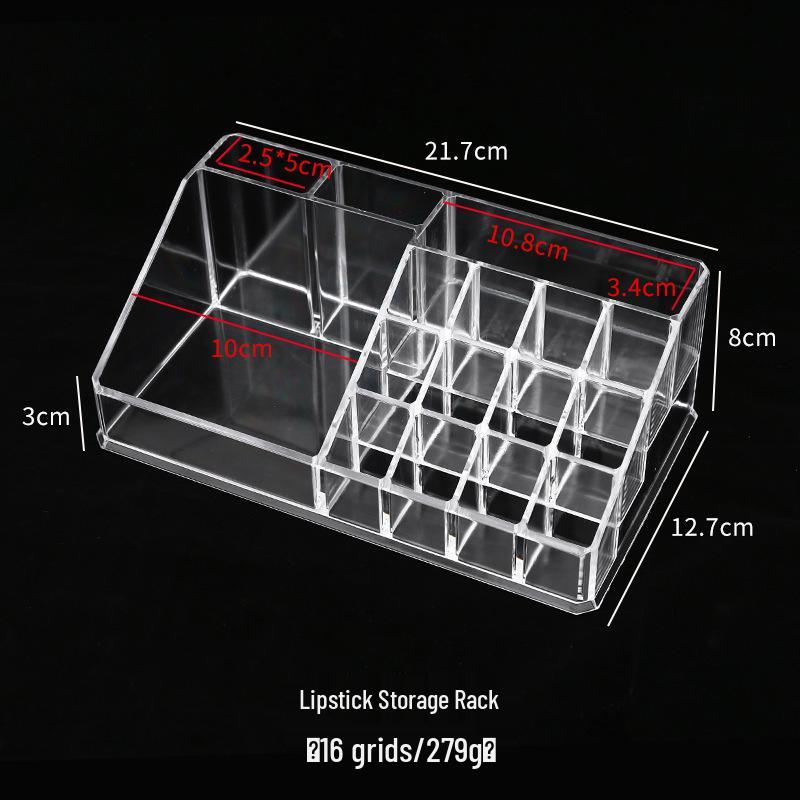 Transparent Lipstick and Nail Polish Organizer with Multi-Grid Storage