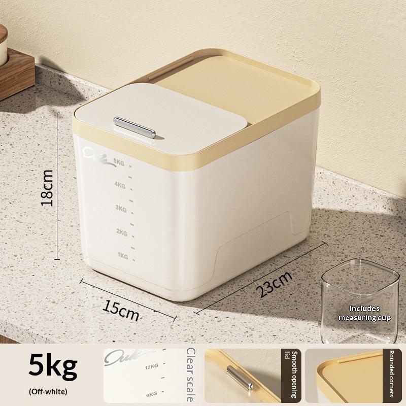 

Rice Storage Box with Lid Insect Proof Moisture Proof Sealed Jar Airtight Kitchen Container for Storing Dry Grain Home