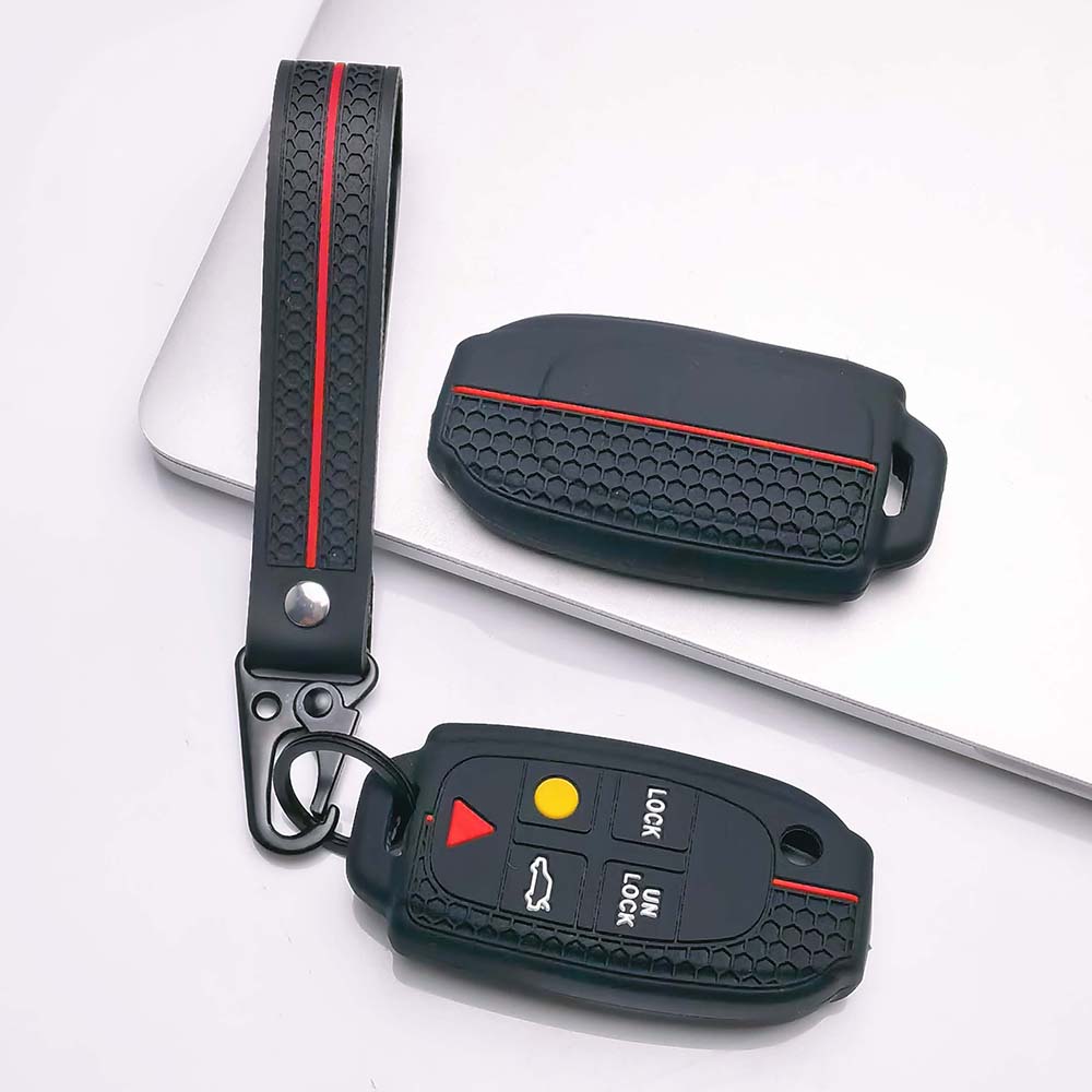 Key Fob Cover for Volvo XC90 XC70 S60 S80 V70 with Keychain Anti-Scratch Guard Shockproof Protection Soft Grip Texture Responsive Button Touch