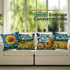 4 Pcs Starry Sky Sunflower Single-Sided Printed Pillowcase Cushion Cover,Suitable For Living Room,Bedroom,Car Decoration