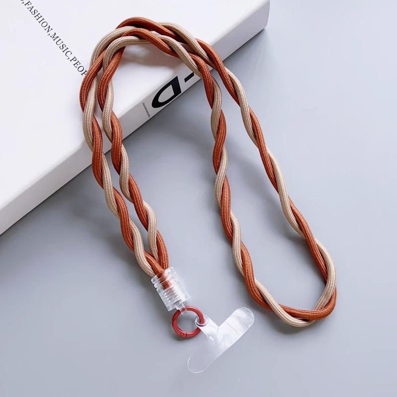 110cm Phone Lanyard Dual Color Twisted Mobile Phone Neck Strap with Clear Tether Tab