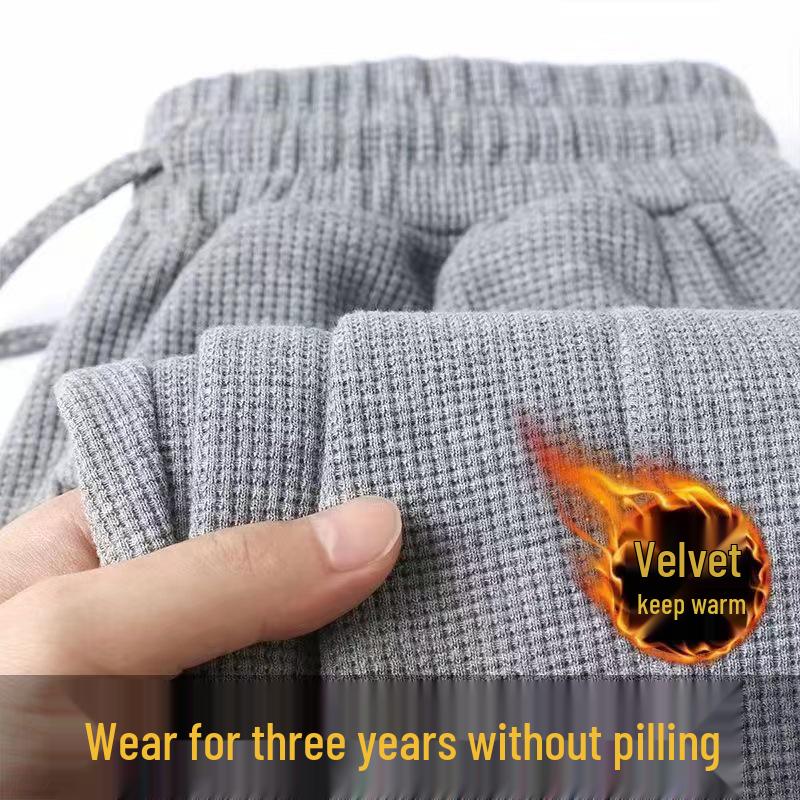 

Мужские вельветовые спортивные брюки прямого кроя больших размеров на подкладке - Осенне-зимние тяжелые вафельные трикотажные повседневные длинные брюки 4XL