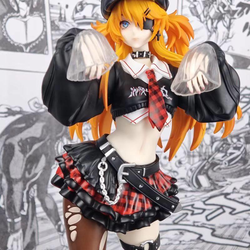 Eva Anime Rock Band Asuka Action Figure 33Cm Rock Style Beautiful Girl Model Statue Desk Decor Collectible Toy For Fans Gift