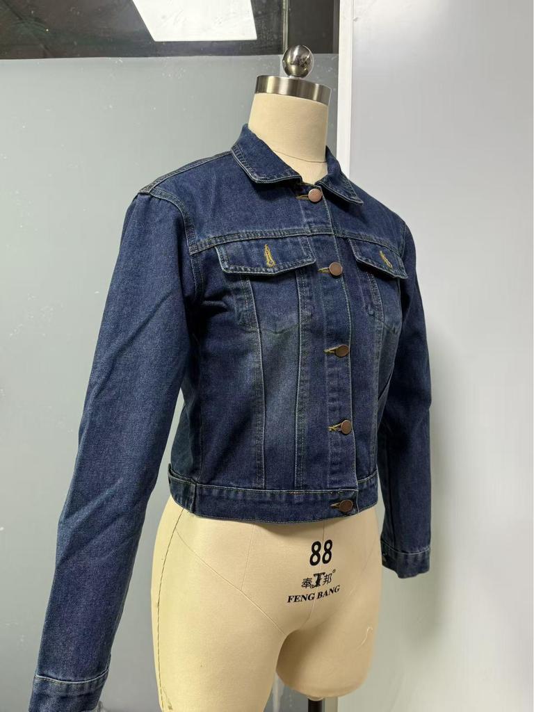 Veste décontractée en jean pour femme Europe et Amérique 2025 avec boucle en cuivre