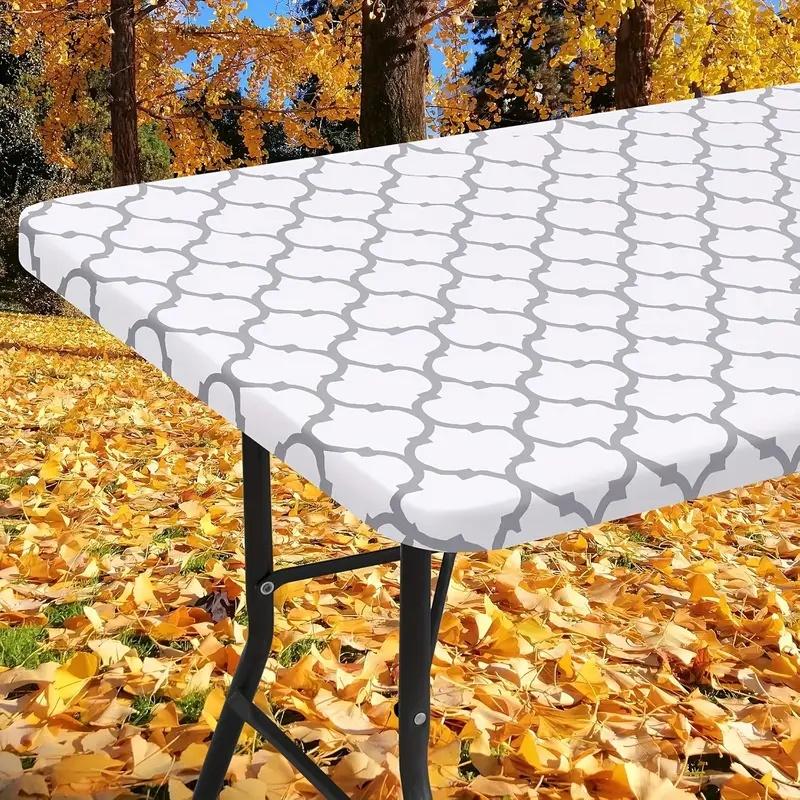 1PC 72x30in Elastic Fitted Tablecloth Oil-proof Wipeable Table Cover for Party Decoration Picnic Camping Outdoor Manteles