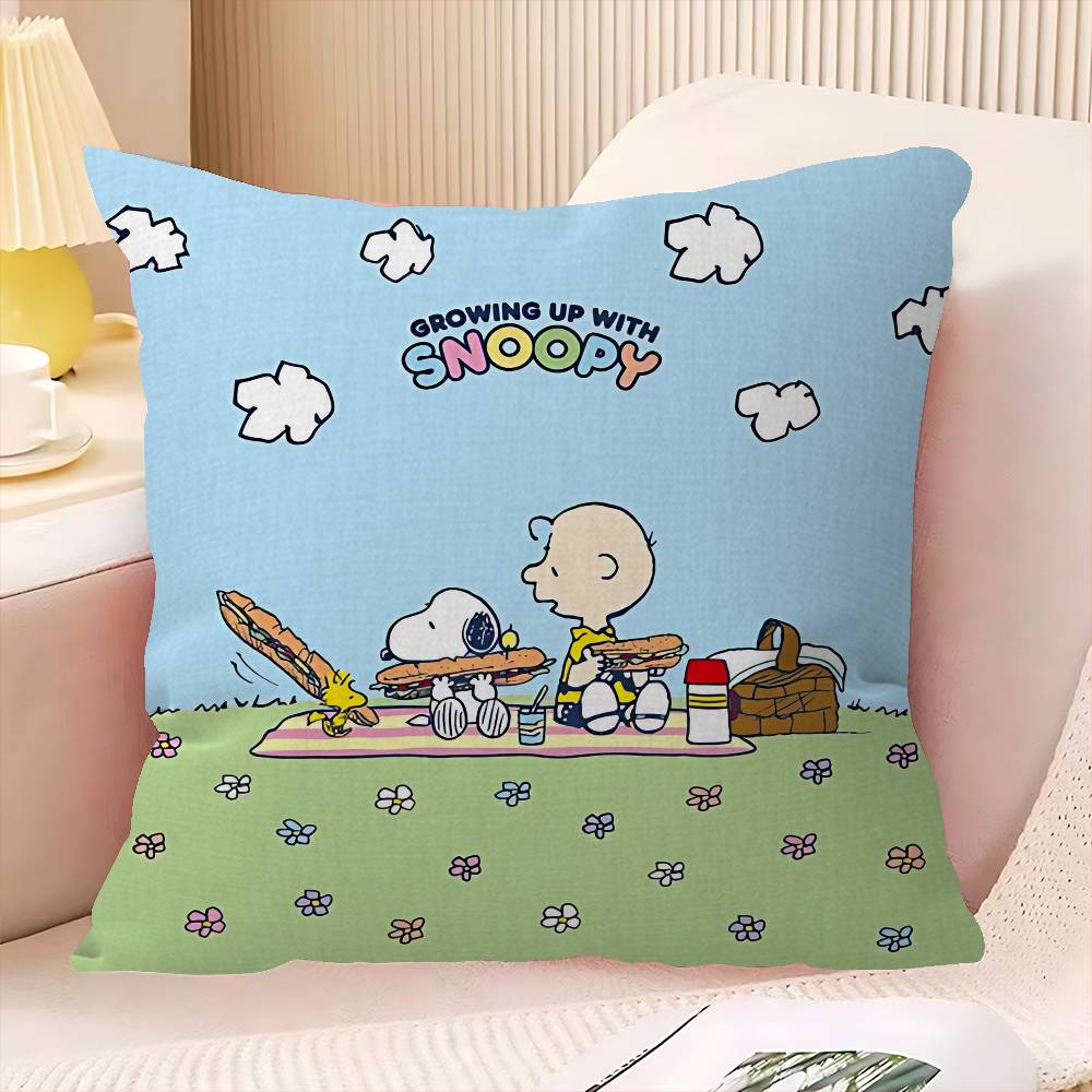 Cartoon S-Snoopy Maple Design Cushion Cover Happy Autumn Harvest Decor Holiday Decorati Pillow Cover