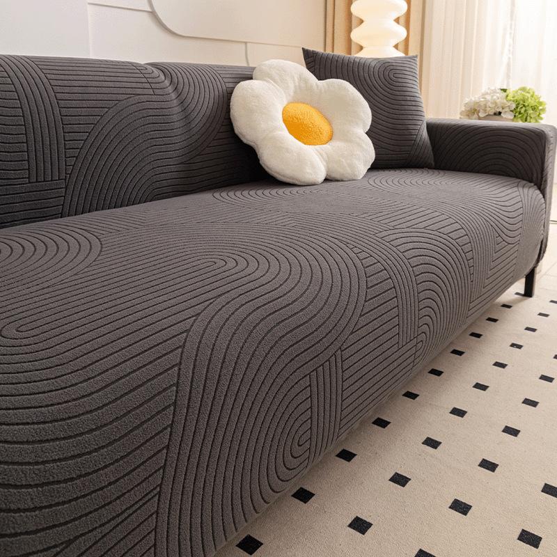 High Elastic Polar Fleece Jacquard Sofa Cover Solid All-Cover Anti-Scratch Couch Covers Stretch Sofa Protector for Four Seasons