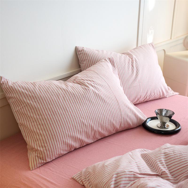 Luxury 100% Cotton Yarn-Dyed 3-Piece Duvet Cover Set (1 Duvet Cover + 2 Pillowcases), Pre-Washed,Stripe Design, Bedding Set